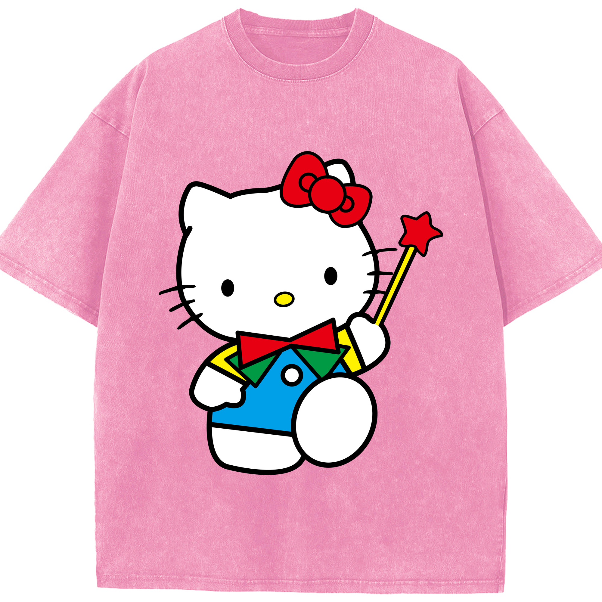 （画像用） Hello Kitty ハローキティ 綿100% ヴィンテージ風 半袖Tシャツ（フロントプリント）